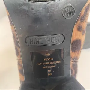 Nine West Leopard Animal Print Faux Fur Ankle Boots Block Heel Slip On Size 7.5 thumbnail 9