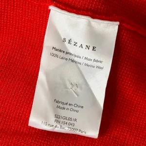 Sezane Betty Cardigan Merino Wool Knit Sweater Womens‎ M Red Button Preppy Crop thumbnail 5