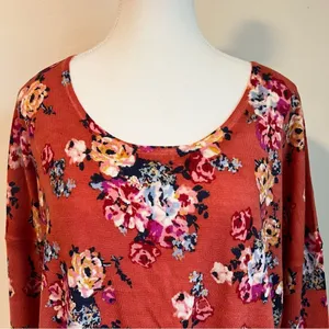 Garnet Hill Merino Wool Floral Knit Blouse Top Sweater Size Large thumbnail 3