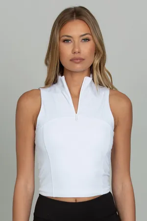 Gold Hinge White Day to Night Quarter Zip Top thumbnail 1