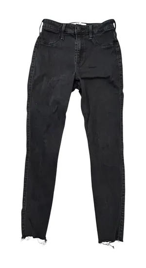 Hollister Curvy High-Rise Jean Leggings Black Frayed Hem W27 L28 Size 5R thumbnail 1