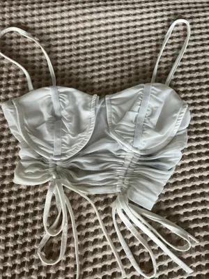 White corset top with tie up detail Size XS #corsetry #festival thumbnail 2