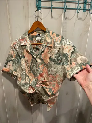 Cute vintage 80s cotton candy pastel cotton blend oversized button front shirt thumbnail 6