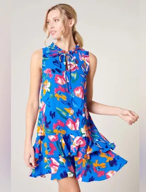 SugarLips Esby Floral Graceland Ruffle Trim Mini Dress thumbnail 1