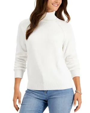 NWT Luxsoft Turtleneck Sweater White Size Large thumbnail 1