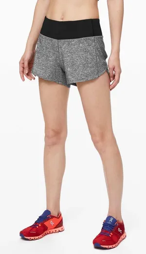 Lululemon Speed Up Short Long 4" Heather Gray Black Women's Athletic Shorts 8 thumbnail 1