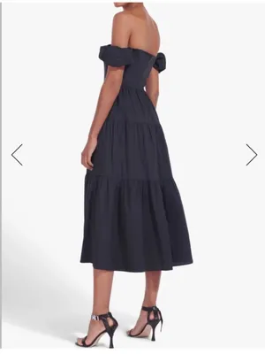 Staud Elio Off The Shoulder Dress in Black thumbnail 2