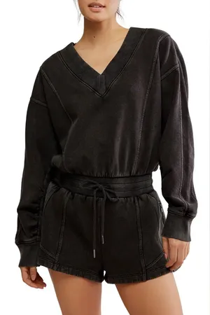 Free People Intercept Romper Black thumbnail 1