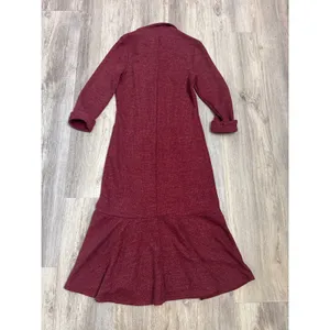 Unique Vintage Burgundy Red‎ Textured Knit Mermaid Midi Dress Womens Large thumbnail 3
