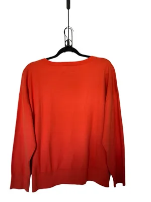 Old Navy Women Large Orange So Soft Loose V Neck‎ Sweater Normcore Minimalist thumbnail 3
