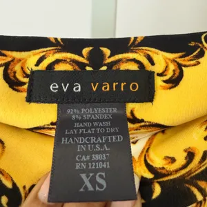 Eva Varro MobWife Baroque Medusa Chain Print Flowy Maxi Skirt XS Black Yellow thumbnail 5