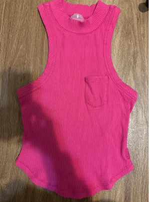 FP Movement Free‎ People Ribbed Mock Neck Tank Top Magenta Pink Medium OB1041695 thumbnail 1