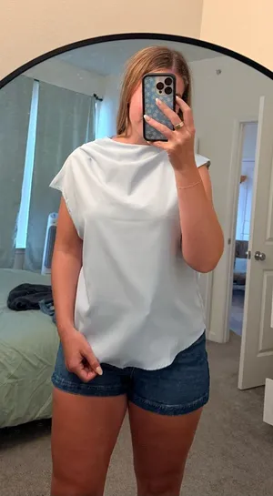 SHEIN Light Blue Draped Cap-Sleeve Camisole thumbnail 1