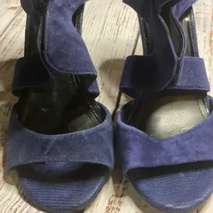 White House Black Market Blue Suede Katia Heels size 6M thumbnail 3