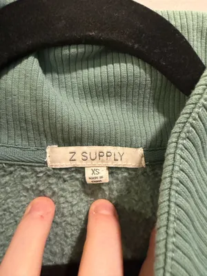 Z Supply Soho Fleece Cropped Relaxed Fit Collared Sweatshirt Calypso Green thumbnail 8