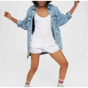NEW OFFLINE BY AERIE Tennis Dress White Sleeveless Ruffle Hem LARGE Soft Support thumbnail 4
