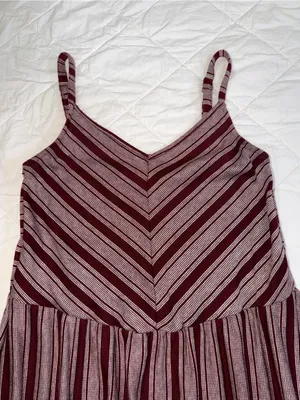 Universal Threads Burgundy and Cream Striped Spaghetti Strap Dress thumbnail 2
