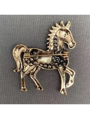 Rhinestone Enamel Horse Brooch: Blue Silver thumbnail 2