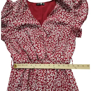 PRETTYGARDEN Women's Maxi Dress Red Leopard Print Flutter Sleeve Tiered Size‎ M thumbnail 7