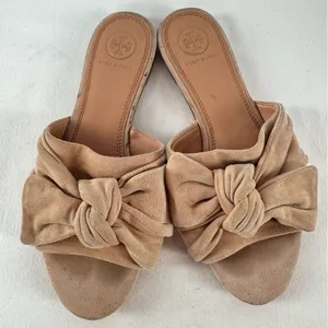 Tory Burch Annabelle‎ Bow Suede Slide Sandal in Tan Size 6.5 thumbnail 4