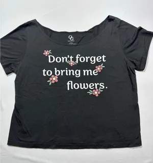 Organic Generation Black Cotton Tee with Cute Flower Print thumbnail 1