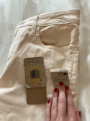 Levi's 725 High Rise Bootcut Cream Corduroy Pants size 25 thumbnail 2