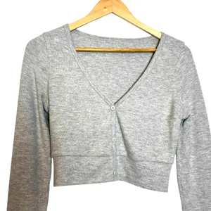 alo Alolux Cropped Me Time Cardigan *Athletic Heather Grey thumbnail 2