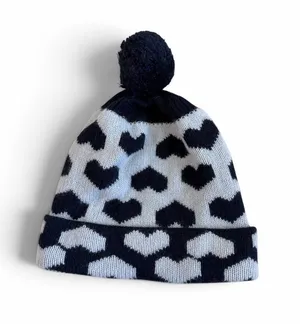 The Cashmere Project Heart Pattern Pom Pom Beanie thumbnail 1