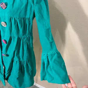 Whimsical vibrant green Judith March coat Measure Like Small Satin lined Boho thumbnail 5