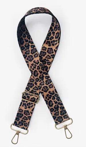 Leopard Print Adjustable Bag Strap - Tan/Black thumbnail 1