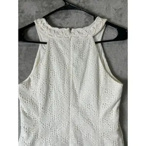Lilly Pulitzer White Textured Embroidered Sheath Dress Sleeveless Women's Size 0 thumbnail 4
