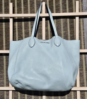 Michael Kors Light Blue/Silver Leather Tote Damaged Handles thumbnail 1