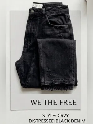 We The Free CRVY High Rise Distressed Straight Leg Jeans Wash Black 28 thumbnail 9