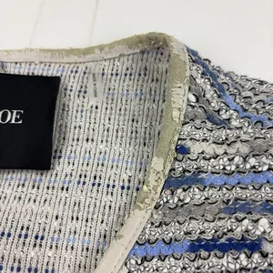 NIC+ZOE Jacket Womens Petite Medium Gray Blue Knit Full Zip Fringe Pockets thumbnail 2