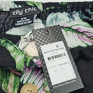 City Chic Women's Plus Size Tropical Tie Waist Maxi Dress Puff Sleeve Small / 16 thumbnail 6