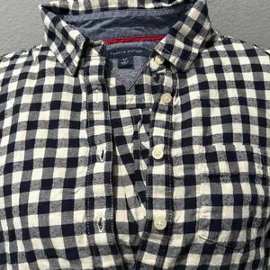 Tommy Hilfiger Navy and White Gingham Button-Down Cotton Shirt S NWOT thumbnail 5