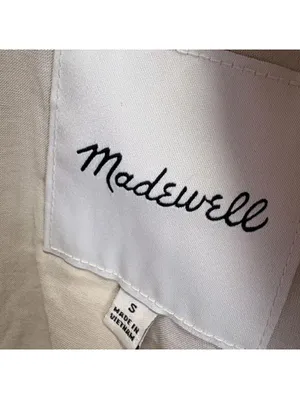 Madewell Cream Sherpa Zip-Up Jacket with Gingham Pockets, Size S thumbnail 3