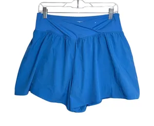 Maurices High Rise Crossover Flyaway Shorts Blue 3” Pull On Athleisure thumbnail 1