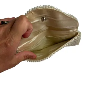 VTG 50s Pearl Beaded Clutch Japan White Evening Bag Glam Coquette Bridal Wedding thumbnail 11