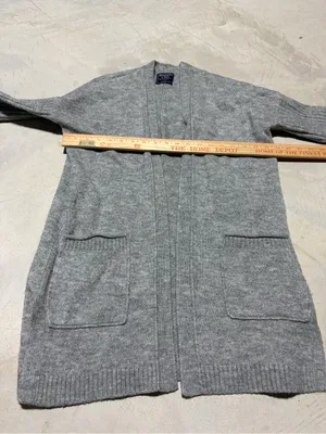 Abercrombie & Fitch Light Gray Open-Front Cardigan small thumbnail 5