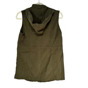 Allegra K Womens Olive Green Hooded Utility Vest‎ Cotton Drawstring Waist Small thumbnail 6