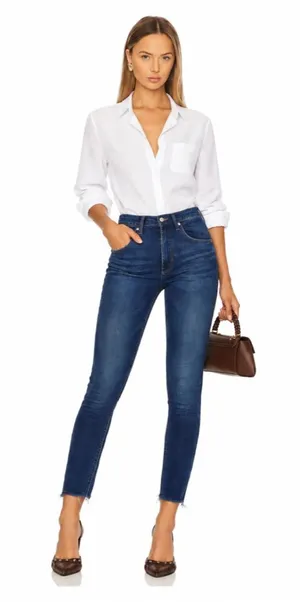 NWT Revolve x RE/DONE High Rise Button Front Ankle Crop Jeans thumbnail 1