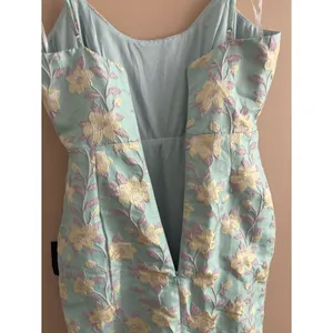 Lulus Immaculate Chicness Mint Blue Floral Brocade Midi Dress Size Small NWT thumbnail 9