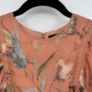 Greylyn Unwritten Peach Floral Boho Chiffon Dress Romantic Cottagecore Sz Small thumbnail 4