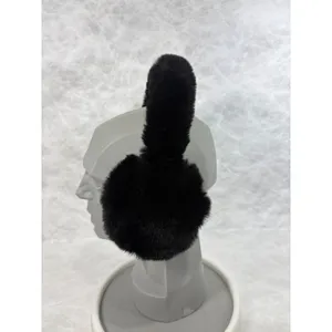 Aspen Womens Faux‎ Fur Earmuffs Black Plush Winter Ear Warmers Accessory thumbnail 2