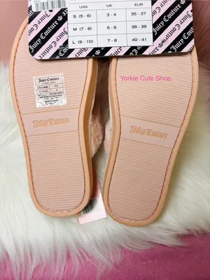 NWT Juicy Couture Coquette Cream/Pink Cherry Slippers thumbnail 4