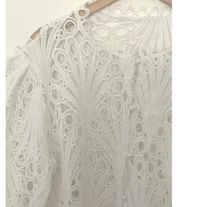 Hollow Lace Top Sz L White Guipure Romantic Sleeves Coquette Feminine Victorian thumbnail 6