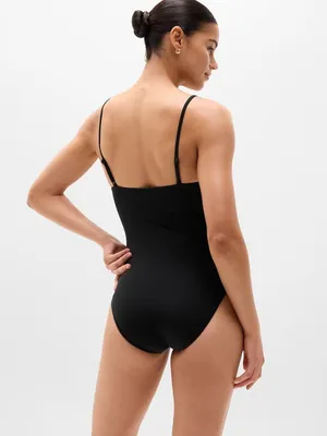 New Athleta XS Straight Neck One Piece Swimsuit X-Small Regular Black thumbnail 3