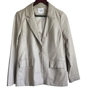 Le‎ Lis Women Minimalist Professional Faux Leather Blazer S Beige Office Neutral thumbnail 1