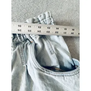 Vintage 80s Womens High Waist Paper Bag Acid Wash Denim Shorts Baggy Large thumbnail 7